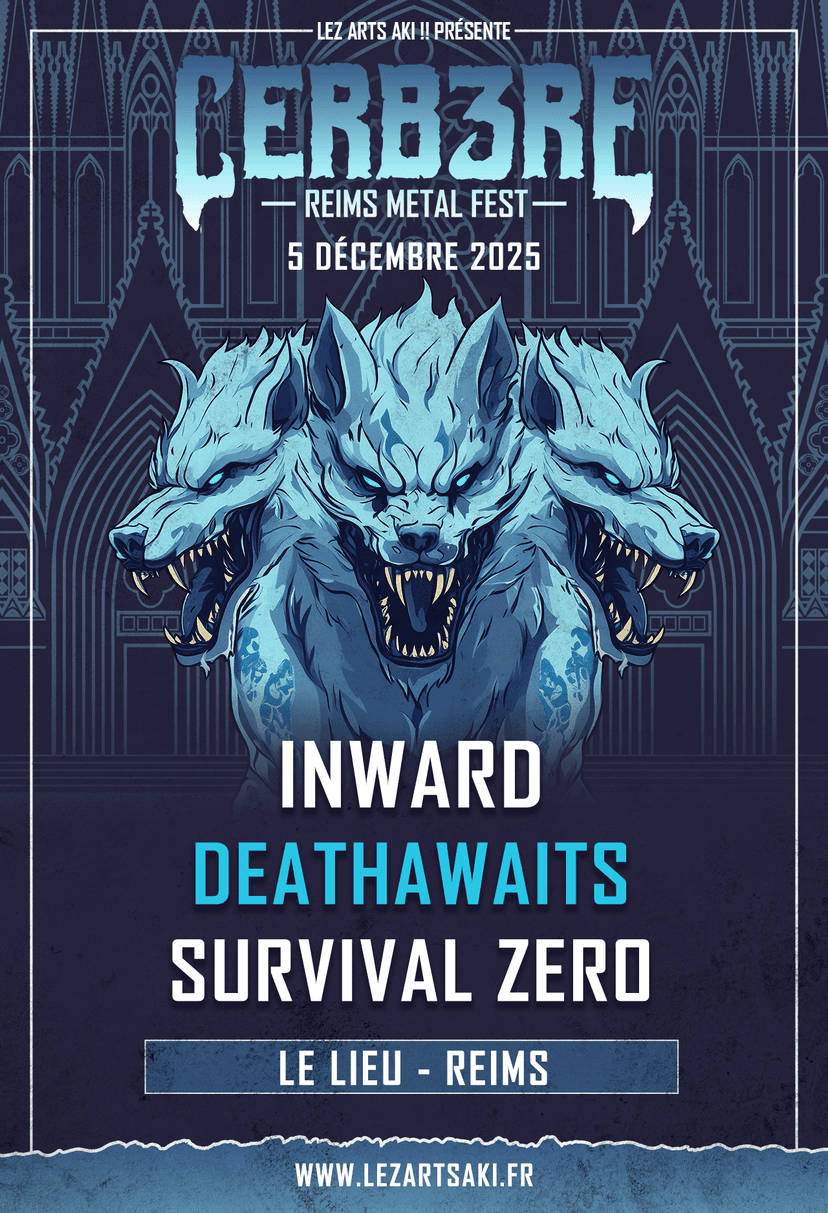 Poster of the first date of Cerb3re 2025 edition, our metal music festival.