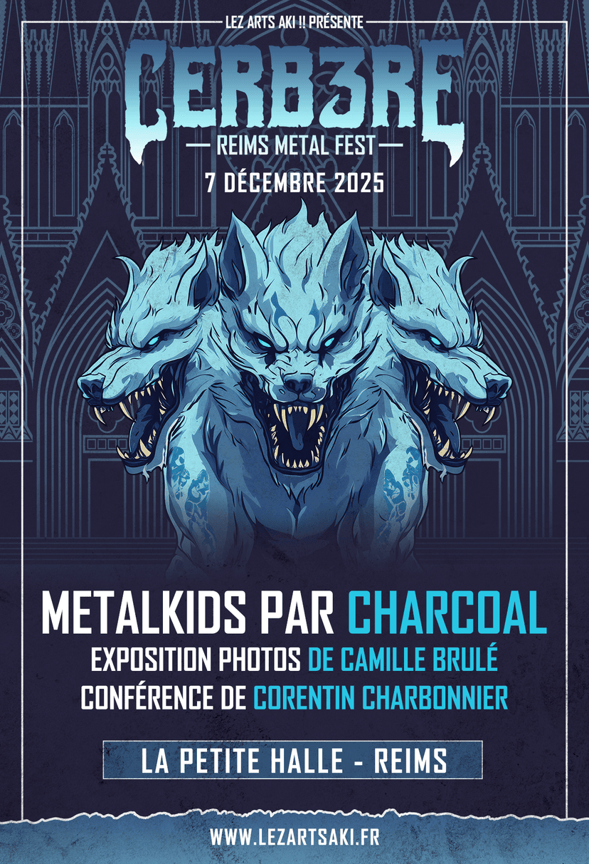 Poster of the third date of Cerb3re 2025 edition, our metal music festival.